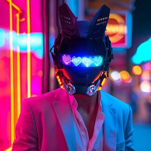 Cyberpunk Gothic Mask Helmet. Adult. Halloween Cosplay Costume. LED Lamp. Futuristic Techwear Mask