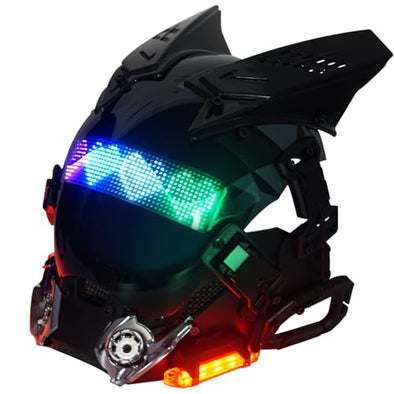 Cyberpunk Gothic Mask Helmet. Adult. Halloween Cosplay Costume. LED Lamp. Futuristic Techwear Mask