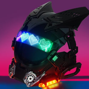 Cyberpunk Gothic Mask Helmet. Adult. Halloween Cosplay Costume. LED Lamp. Futuristic Techwear Mask